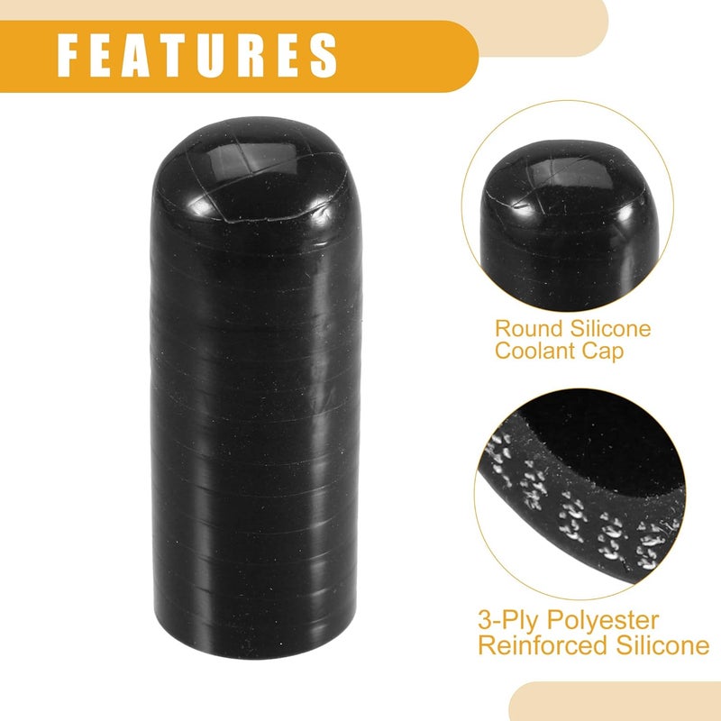 Partuto 1Pc 16mm 0.63" ID Universal Silicone Coolant Cap Intake Vacuum Hose End Plug - Car for Coolant Heater Bypass Vacuum Water Port - Silicone Black - Image 5